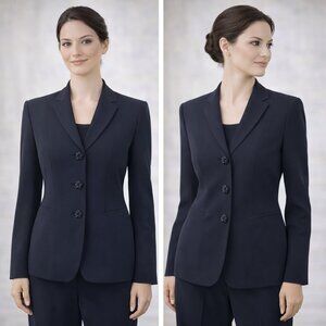 Ann Taylor 3D Flower Buttoned Tailored Black Blazer